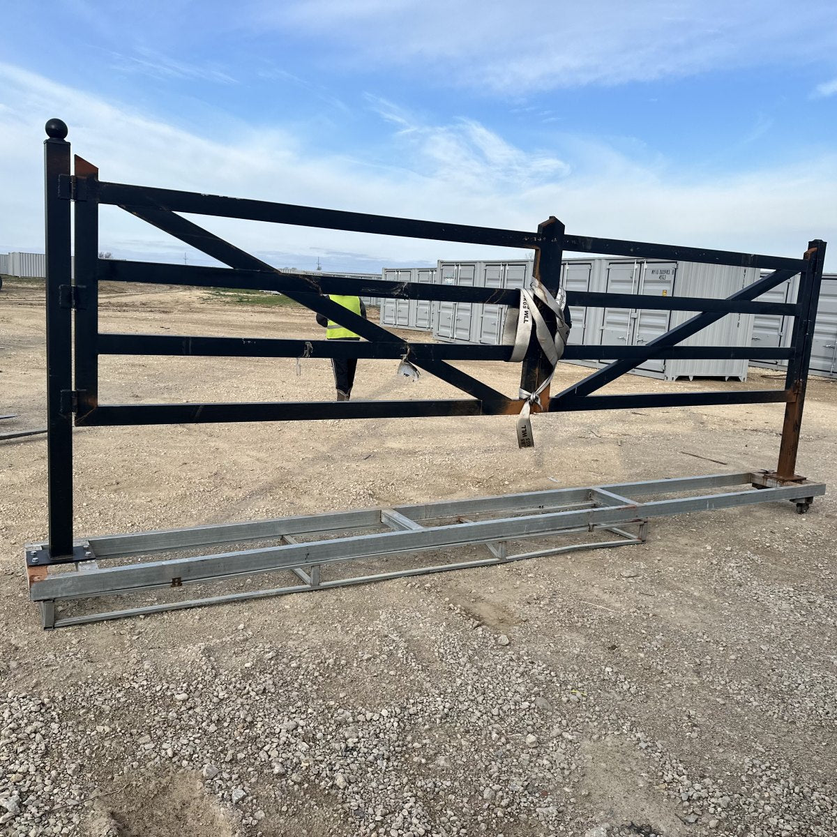 20ft Farm Metal Driveway Gate with Diagonal Tubes