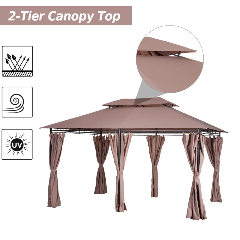 Outsunny 10' x 13' Outdoor Soft Top Gazebo Pergola with Curtains - 84C-050