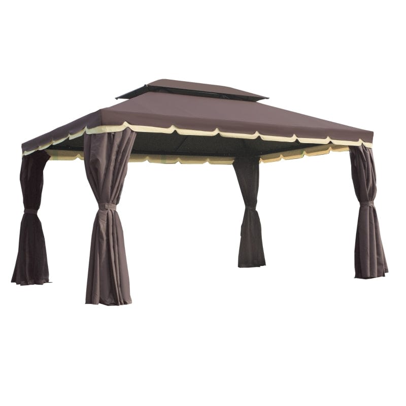 Outsunny 10' x 13' Patio Gazebo, 2-Tier Polyester Roof - 01-0879