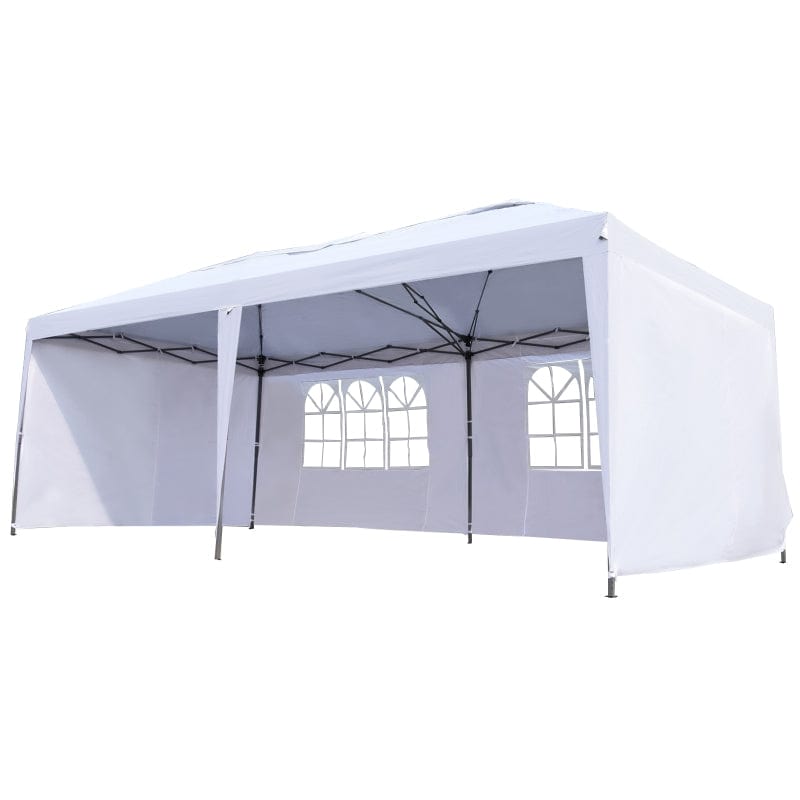 Outsunny 10' x 20' Outdoor Wedding Party Patio w/ 4 Removable Side Walls Canopy - 84C-117WT