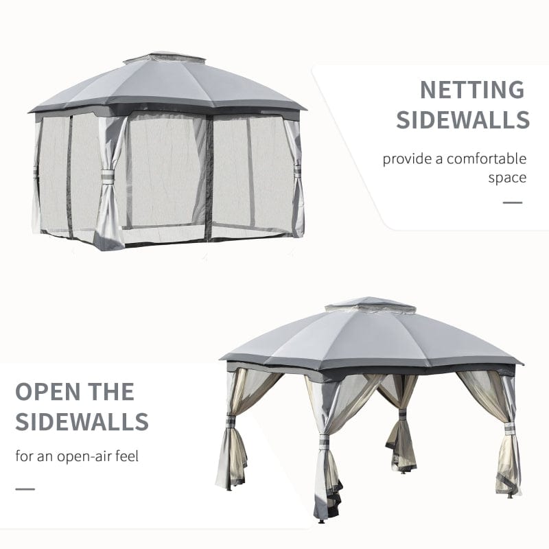 Outsunny 10' x 12' Outdoor Gazebo, Patio Gazebo Canopy - 84C-210GY