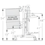 Wesco Industrial Products DM-1100-PL 650 lb. / 1,100 lb. Ergonomic Power Lift Drum Handler with Gator Grip Clamp 240156