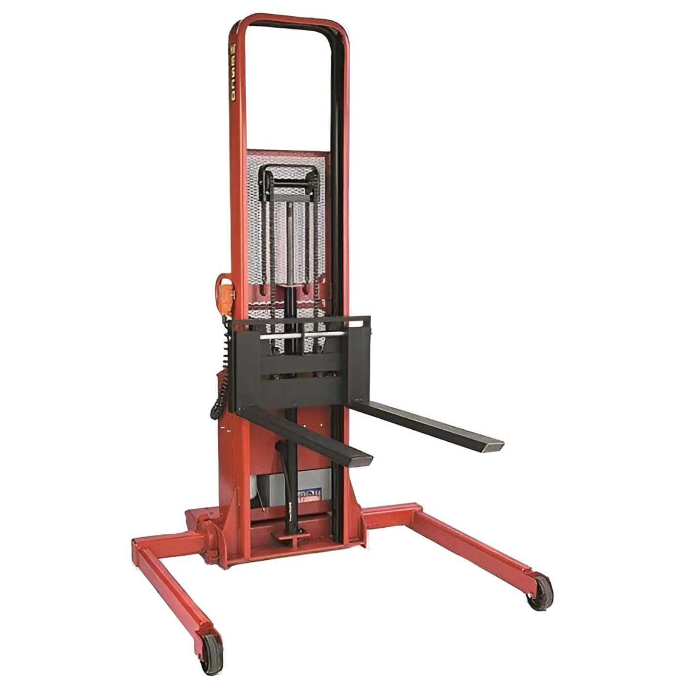 Wesco Industrial Products 2,000 lb. Power Lift Adjustable Straddle Fork Stacker with 42" Forks and 64" Lift Height 261053