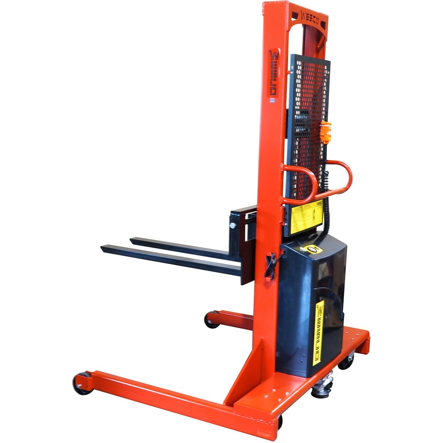 Wesco Industrial Products 2,000 lb. Power Lift Fork Stacker with 25" Forks, 20" Base Leg Span, and 56" Lift Height 261092