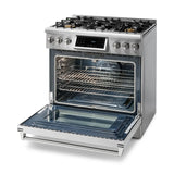 Thor Kitchen Appliance Package - 36 In. Gas Range, Range Hood, Microwave Drawer, AP-TRG3601-C-4