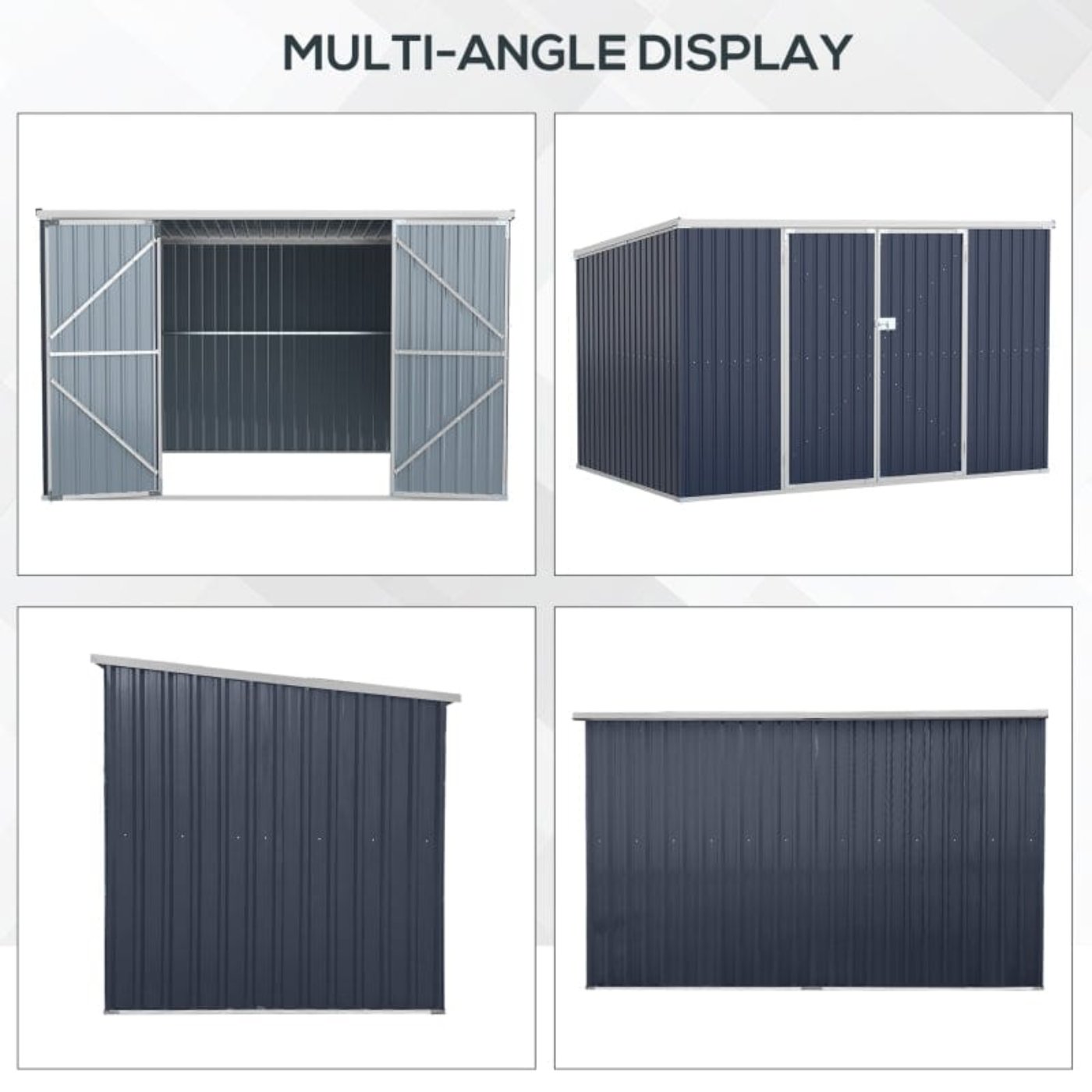 Outsunny 11' x 6' x 6' Steel Garden Storage Shed - 845-680GY