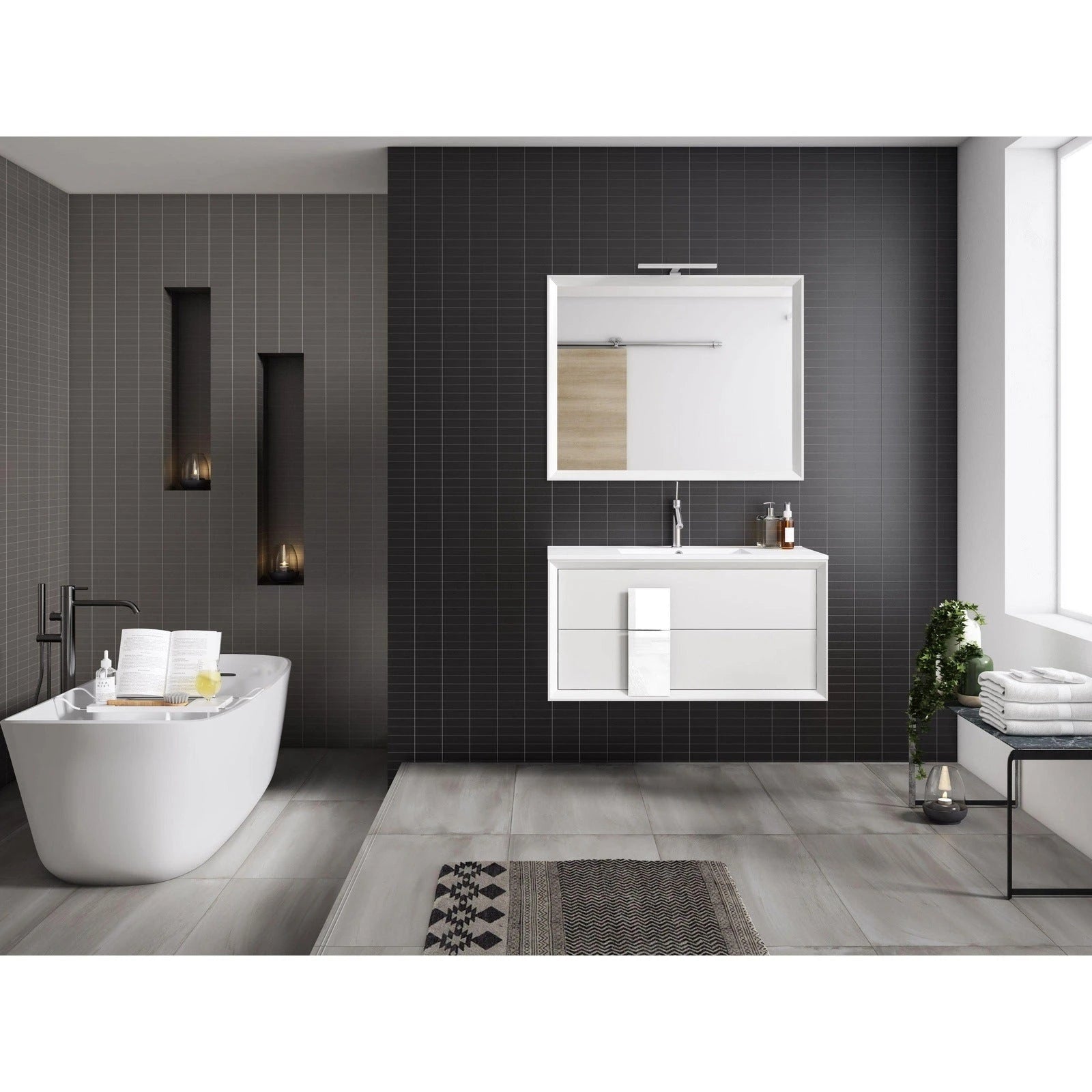 Lucena Bath Décor Cristal 32 Bathroom Vanity in White, Black, Grey, White and Black, White and Grey or Black and Grey - Backyard Provider