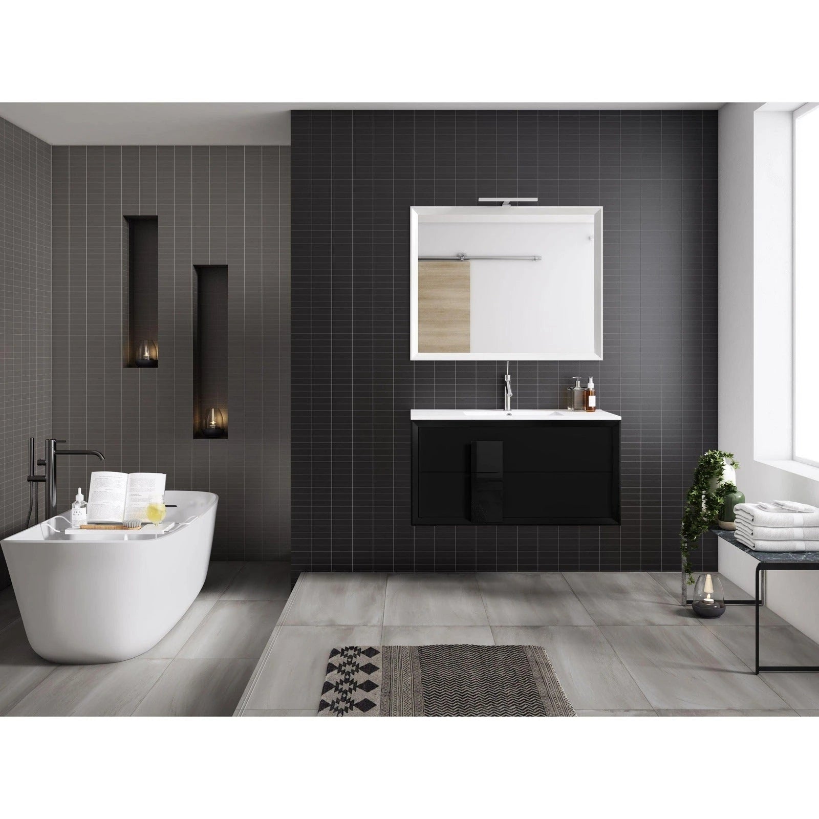 Lucena Bath Décor Cristal 32 Bathroom Vanity in White, Black, Grey, White and Black, White and Grey or Black and Grey - Backyard Provider