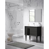 Lucena Bath 32 Décor Cristal Freestanding Vanity in White/Black/Grey and glass handle - Backyard Provider