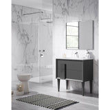 Lucena Bath 32 Décor Cristal Freestanding Vanity in White/Black/Grey and glass handle - Backyard Provider