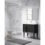 Lucena Bath 32 Décor Cristal Freestanding Vanity in White/Black/Grey and glass handle - Backyard Provider