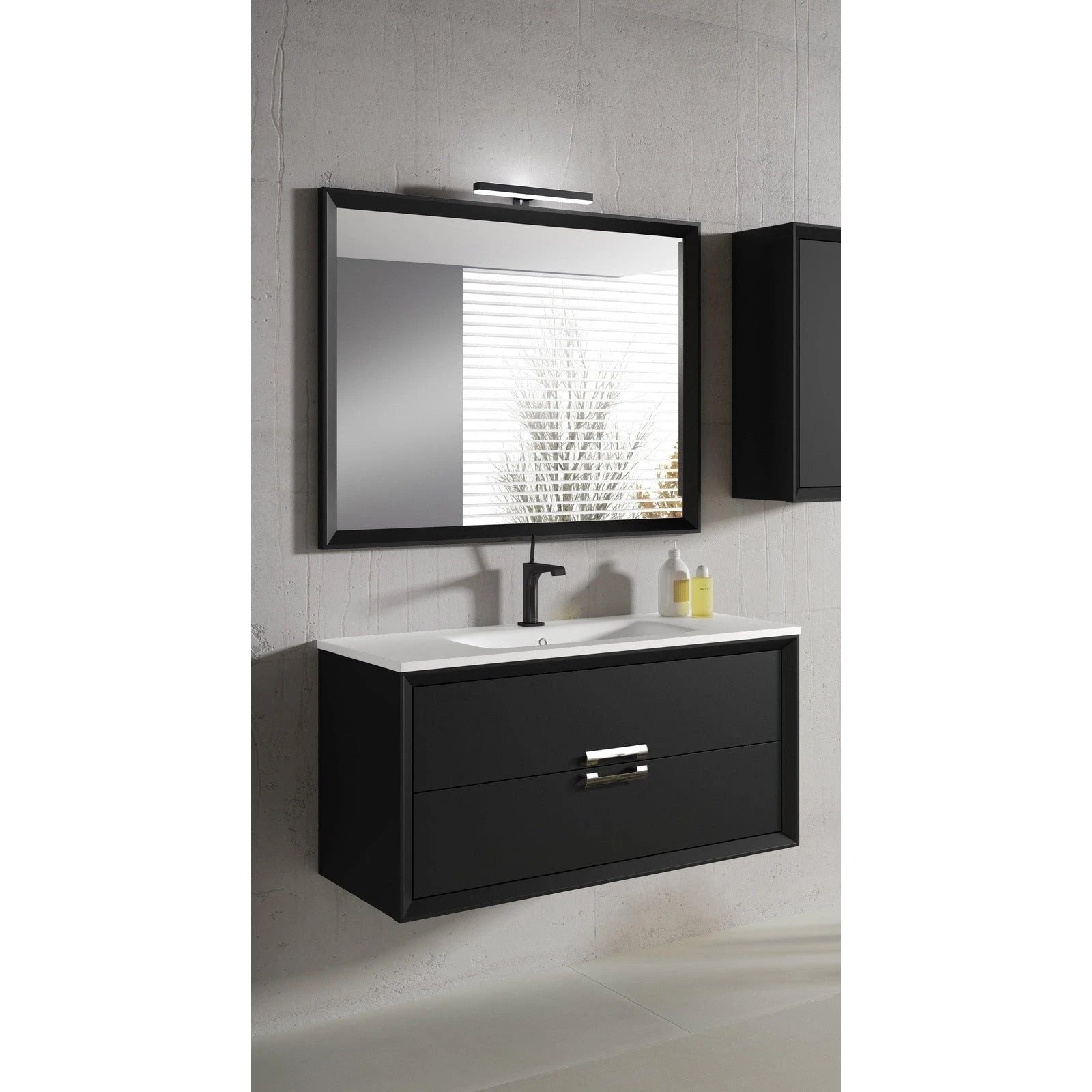 Lucena Bath 32 Décor Tirador Floating Vanity in White, Black, Gray or White and Silver. - Backyard Provider