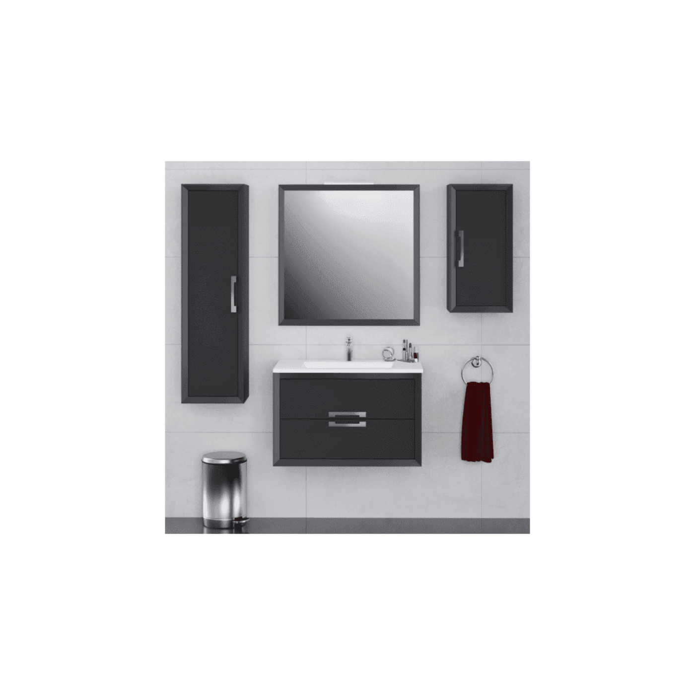 Lucena Bath 32 Décor Tirador Floating Vanity in White, Black, Gray or White and Silver. - Backyard Provider