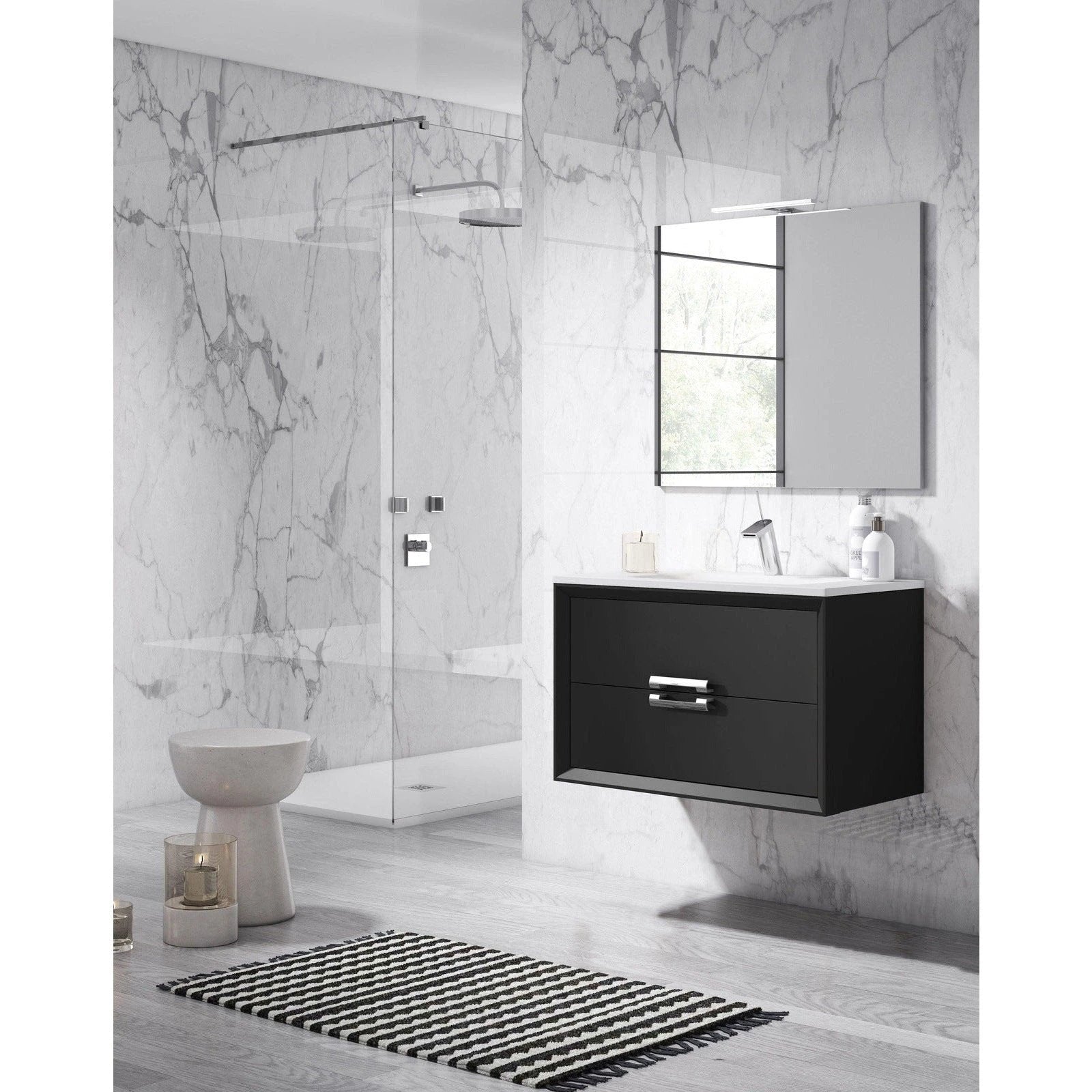 Lucena Bath 32 Décor Tirador Floating Vanity in White, Black, Gray or White and Silver. - Backyard Provider