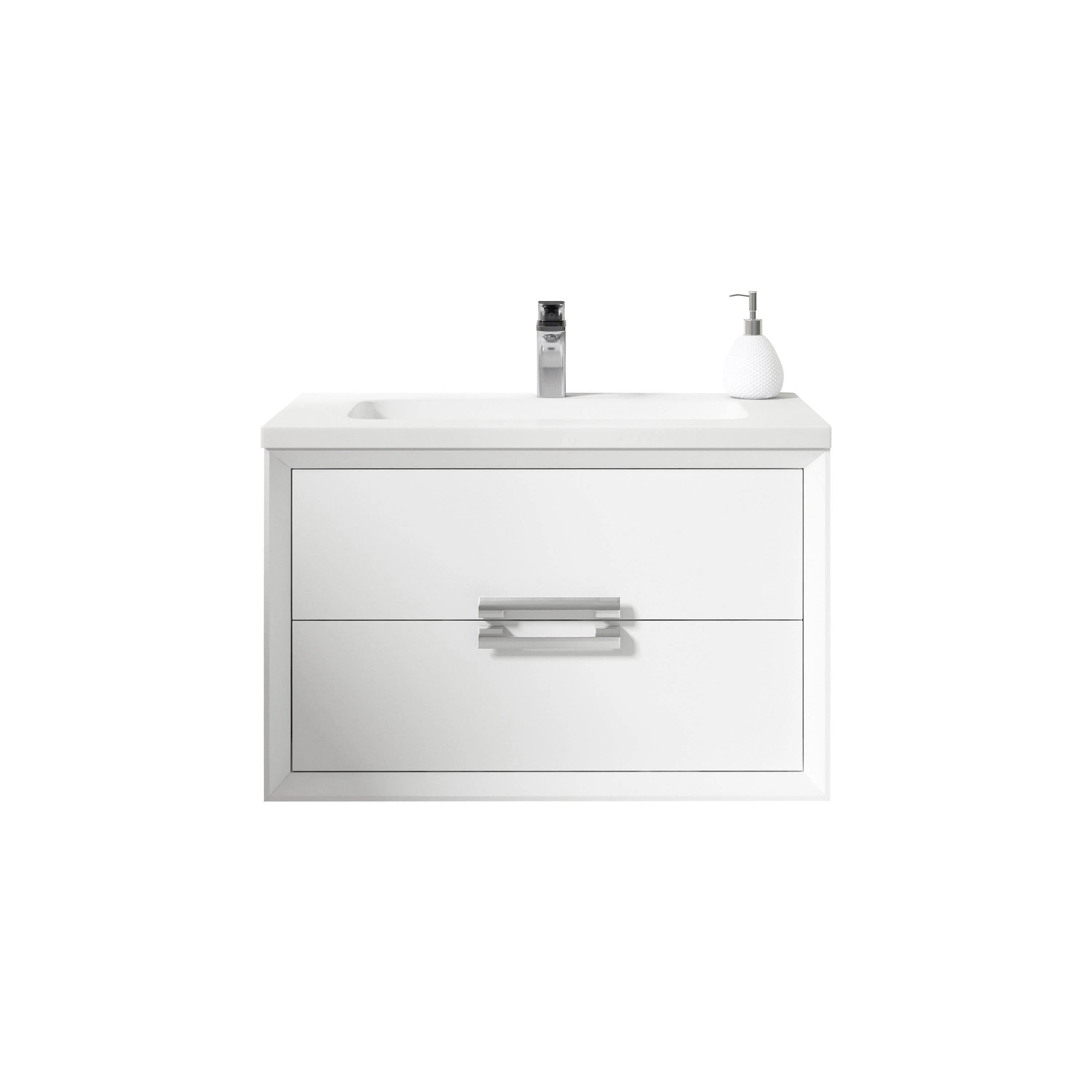 Lucena Bath 32 Décor Tirador Floating Vanity in White, Black, Gray or White and Silver. - Backyard Provider