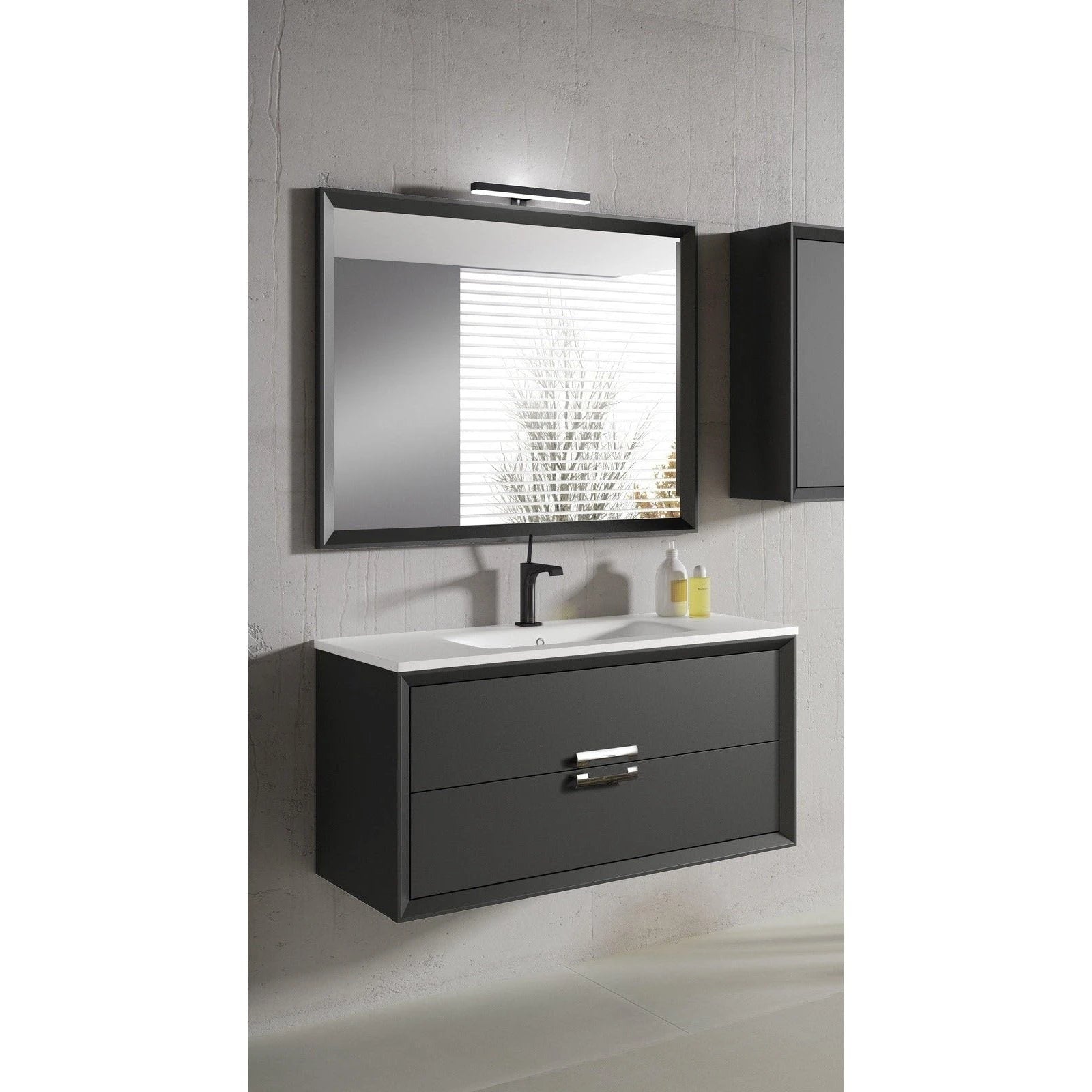 Lucena Bath 32 Décor Tirador Floating Vanity in White, Black, Gray or White and Silver. - Backyard Provider