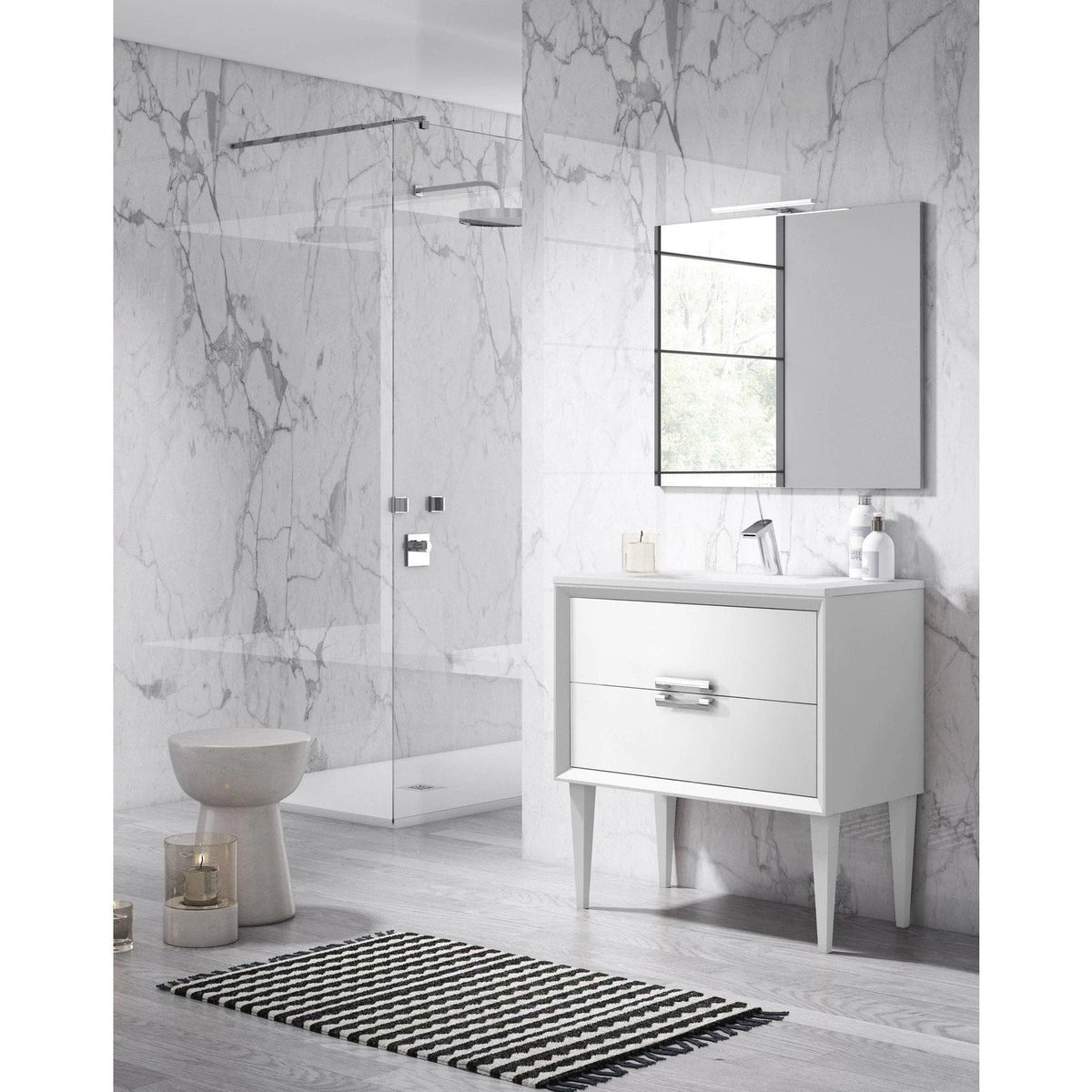 Lucena Bath 32 Décor Tirador  Freestanding Vanity in White, Black, Gray or White and Silver. - Backyard Provider