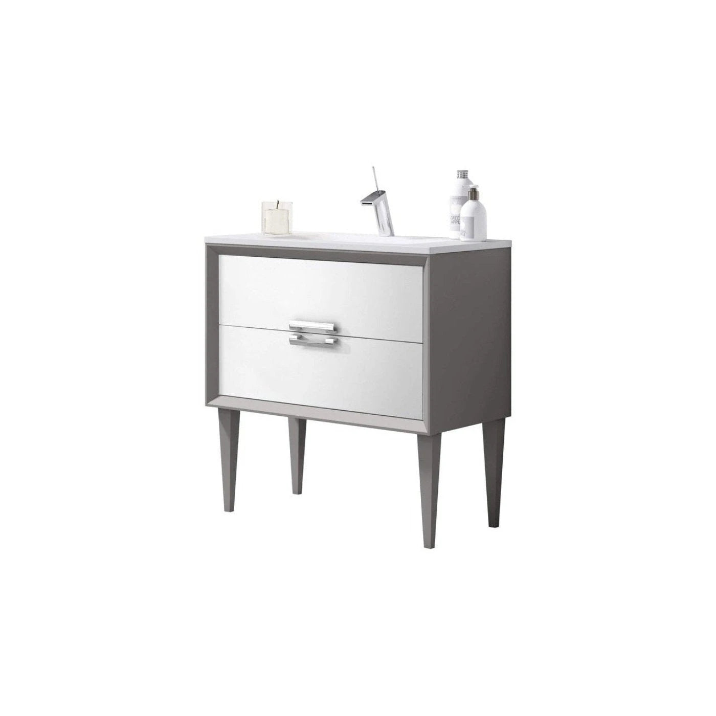 Lucena Bath 32 Décor Tirador  Freestanding Vanity in White, Black, Gray or White and Silver. - Backyard Provider