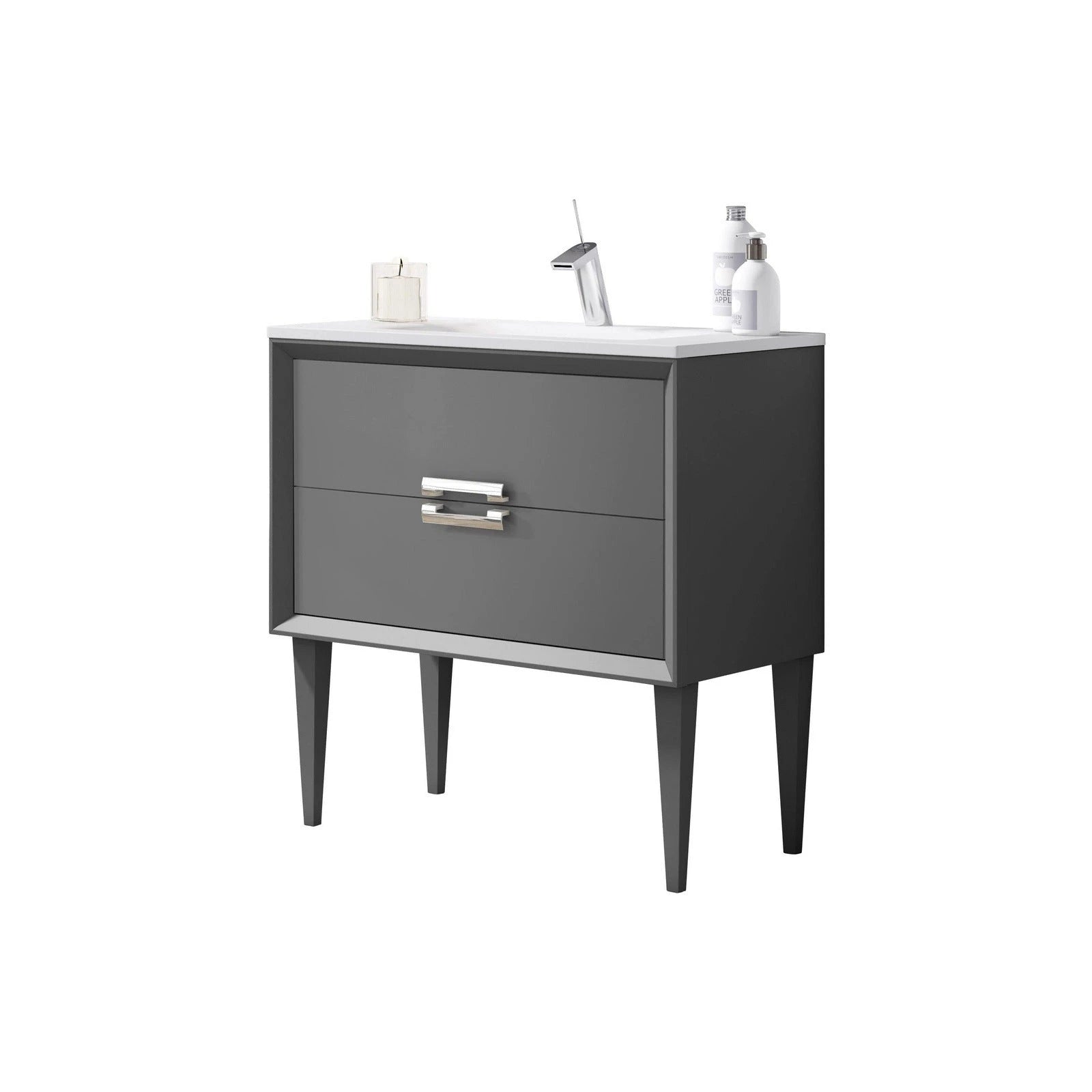 Lucena Bath 32 Décor Tirador  Freestanding Vanity in White, Black, Gray or White and Silver. - Backyard Provider