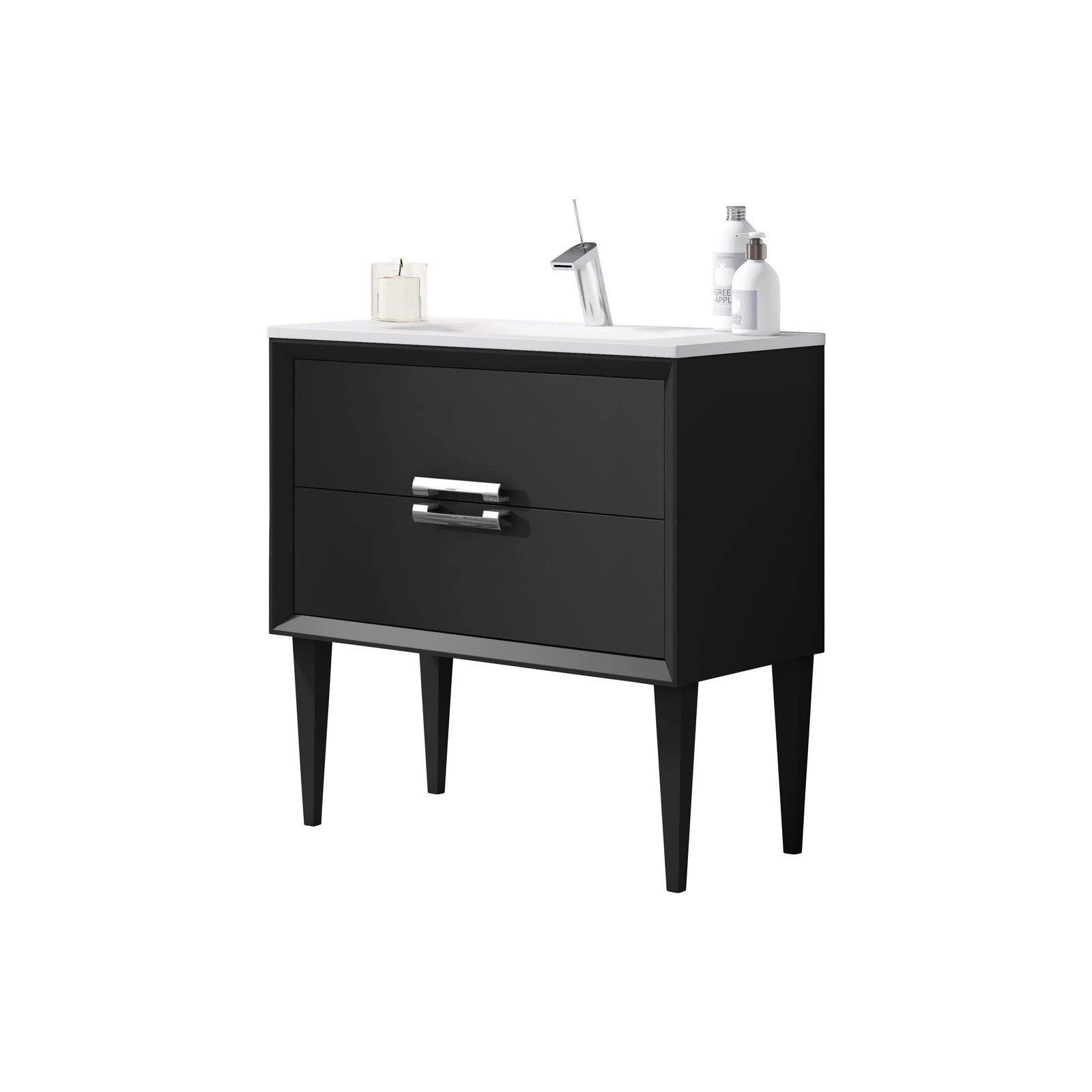 Lucena Bath 32 Décor Tirador  Freestanding Vanity in White, Black, Gray or White and Silver. - Backyard Provider