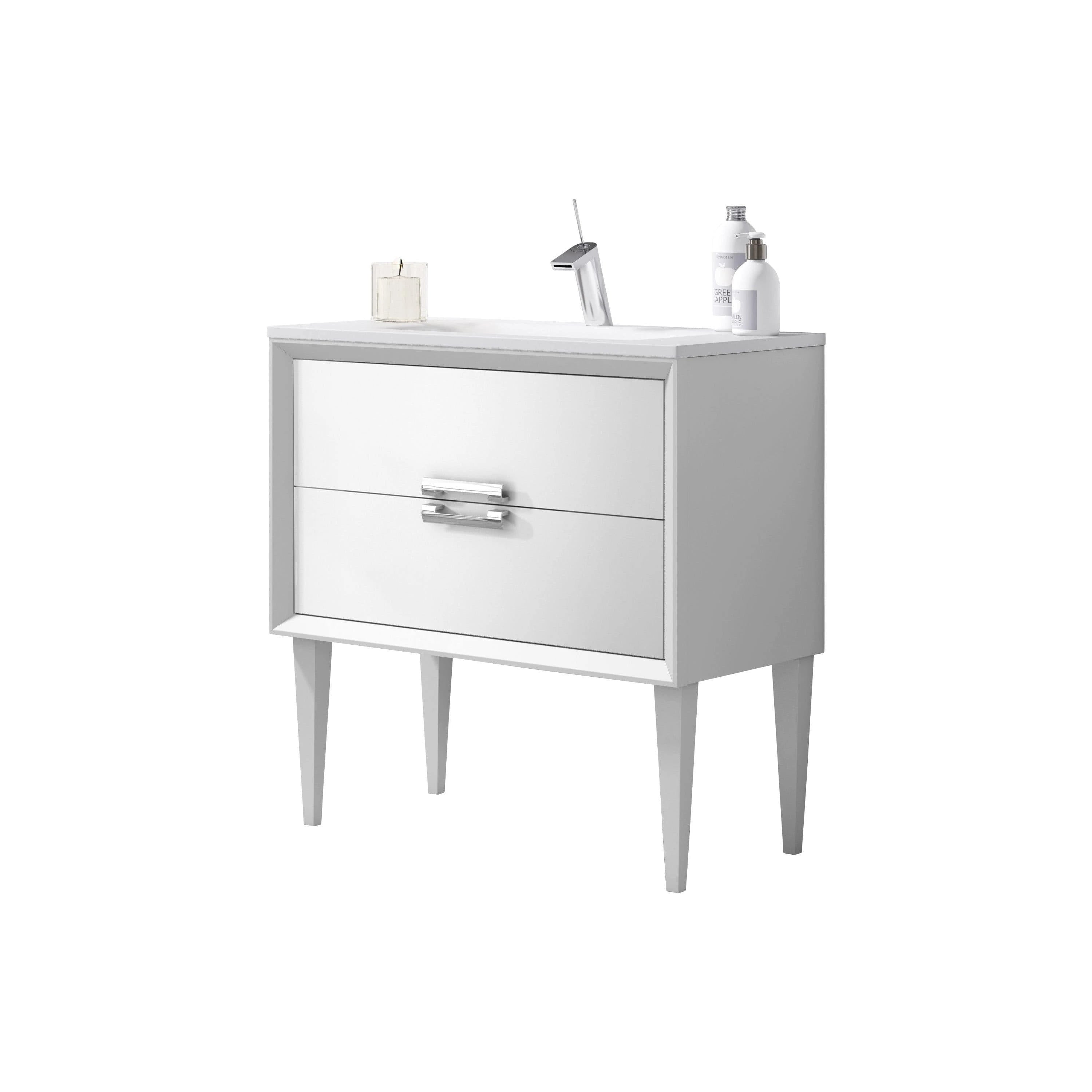 Lucena Bath 32 Décor Tirador  Freestanding Vanity in White, Black, Gray or White and Silver. - Backyard Provider