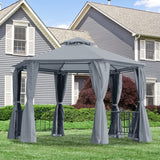 Outsunny 13' x 13' Party Tent, 2 Tier Outdoor Hexagon Patio Canopy - 84C-052GY