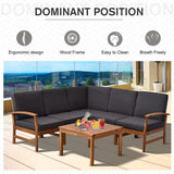 Outsunny 6 Piece Acacia Wood Sectional Sofa Outdoor Patio Furniture Set - 84B-448