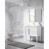 Lucena Bath 40 Décor Cristal Freestanding Vanity in White / Black / Grey and glass handle - Backyard Provider