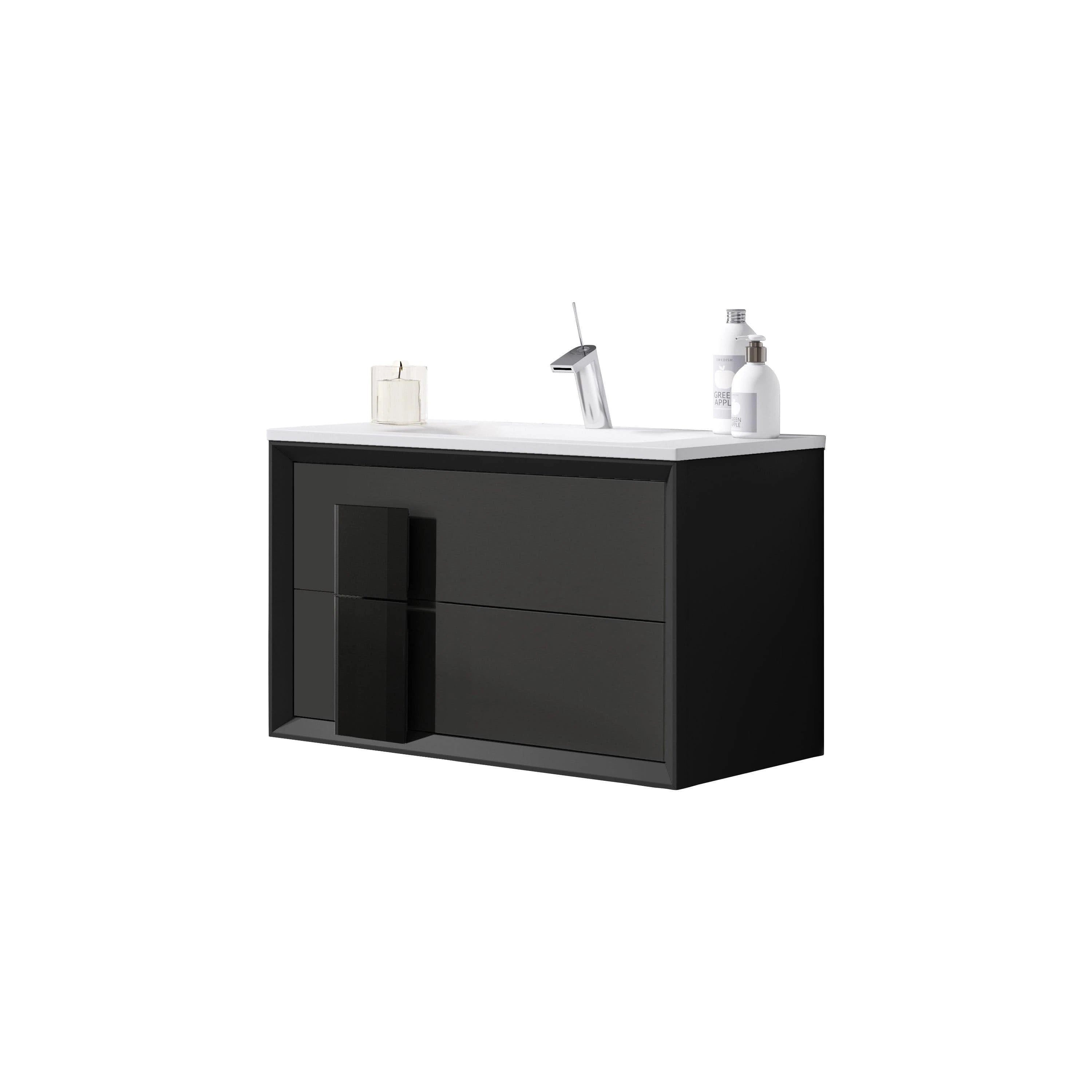 Lucena Bath 40 Décor Cristal Floating Vanity in White /Black / Grey - Backyard Provider