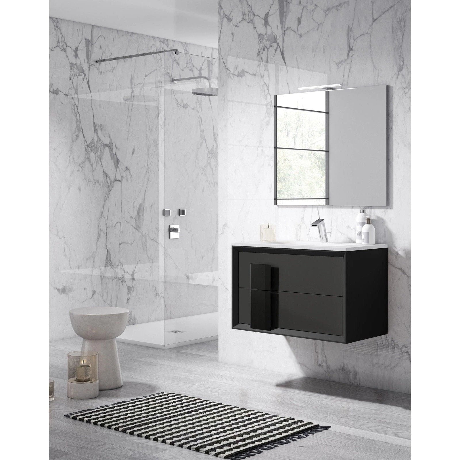 Lucena Bath 40 Décor Cristal Floating Vanity in White /Black / Grey - Backyard Provider