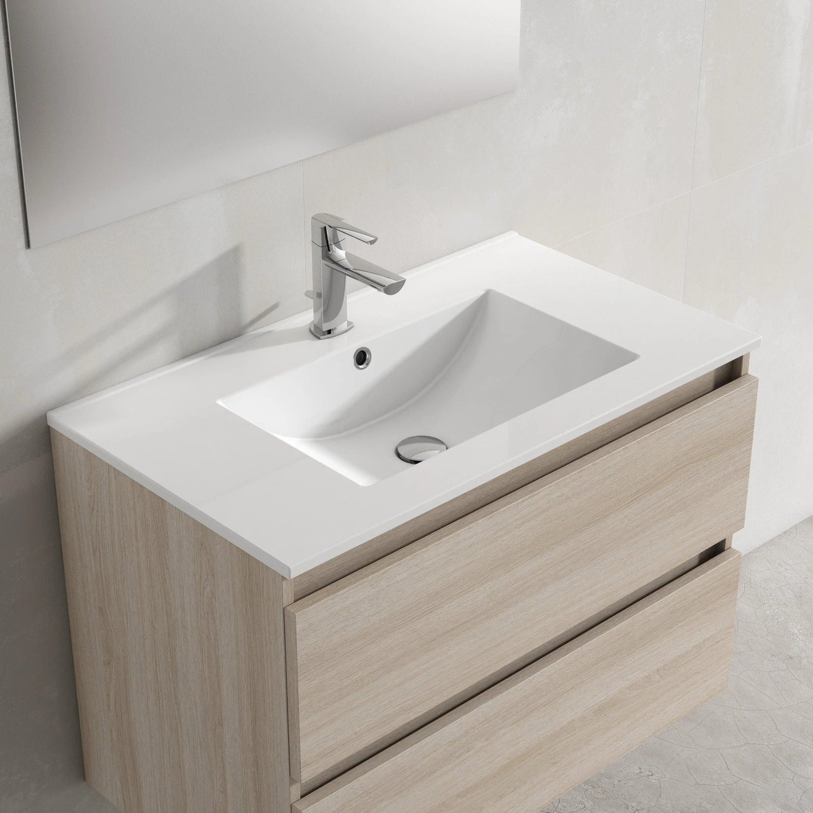 Lucena Bath 40 Décor Tirador Freestanding Vanity in Whit / Black / Grey - Backyard Provider