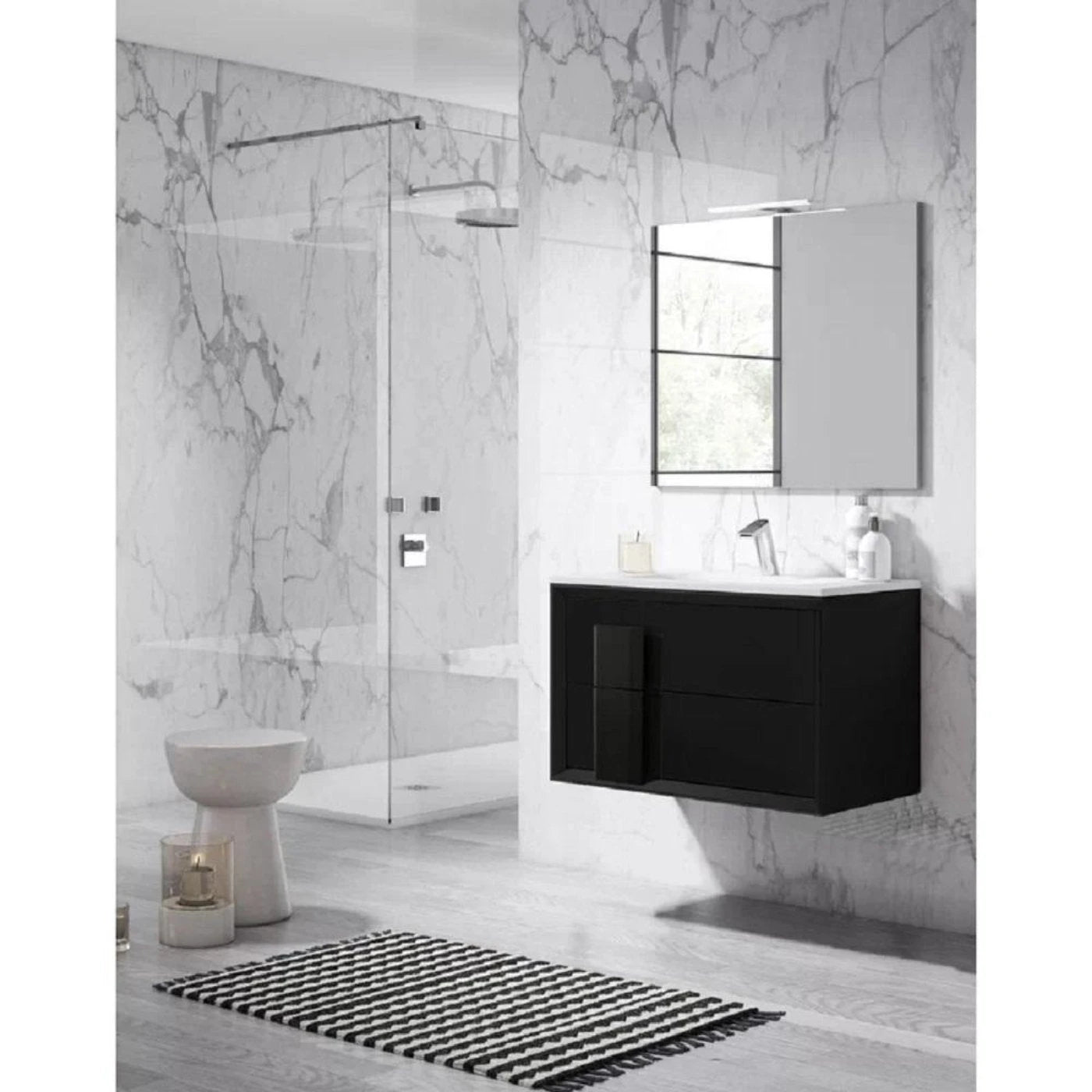 Lucena Bath 48 Décor Cristal Floating Vanity in White / Black / Grey - Backyard Provider