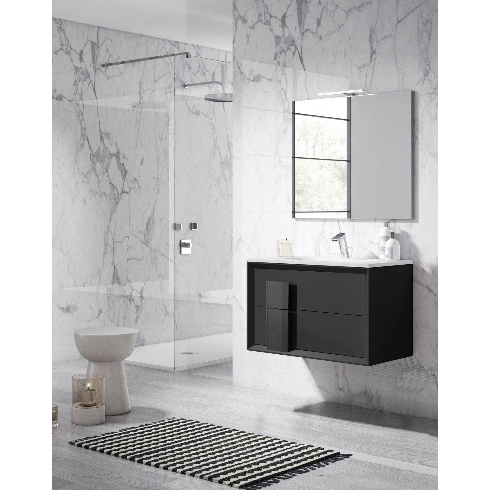 Lucena Bath 48 Décor Cristal Floating Vanity in White / Black / Grey - Backyard Provider