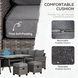 Outsunny 6 Piece Patio Wicker Conservatory Sofa Set - 860-193GY