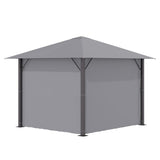 Outsunny 10' x 10' Patio Gazebo Aluminum Frame Outdoor Canopy - 84C-322GY