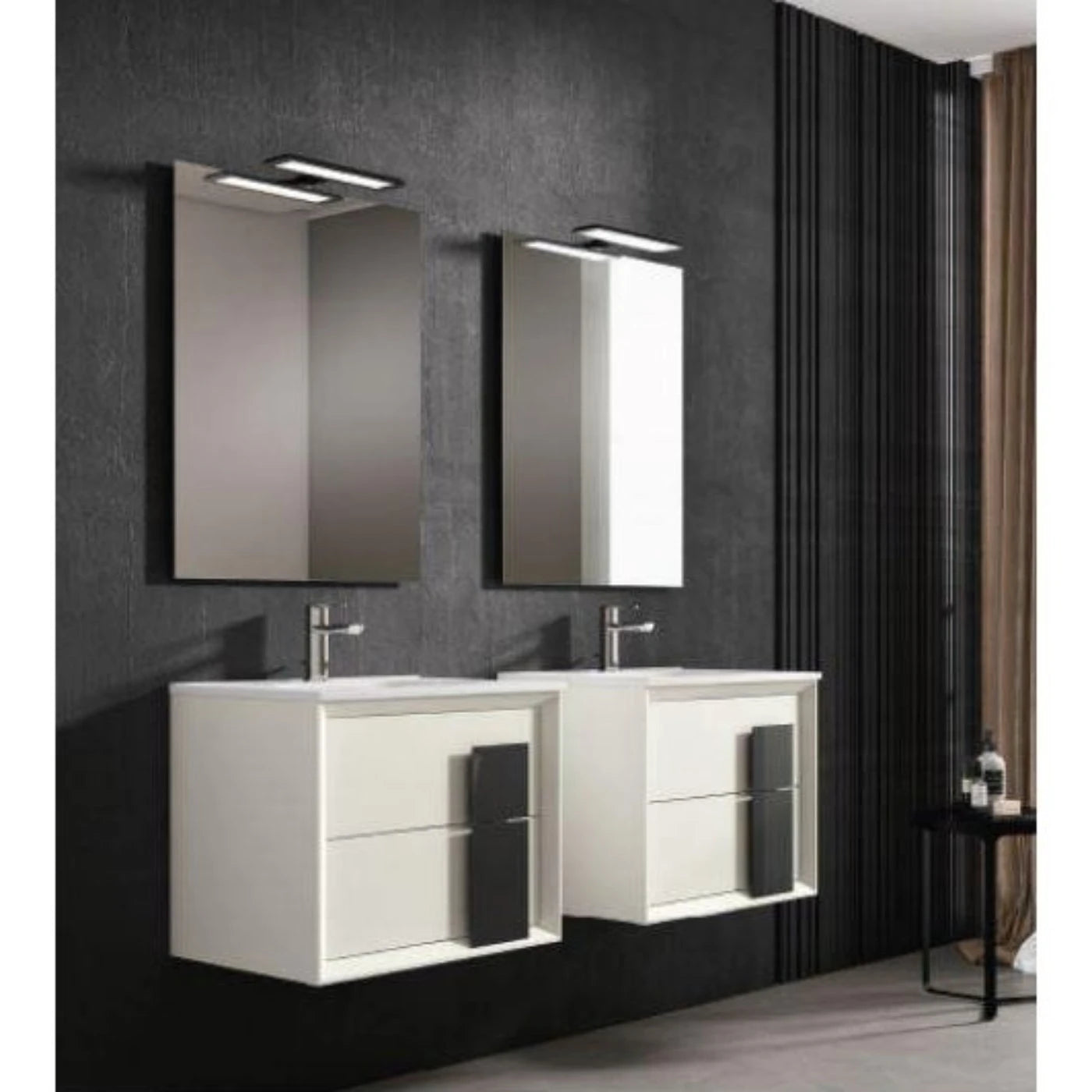 Lucena Bath 64 Décor Cristal Double Floating Vanity in White / Black / Grey - Backyard Provider