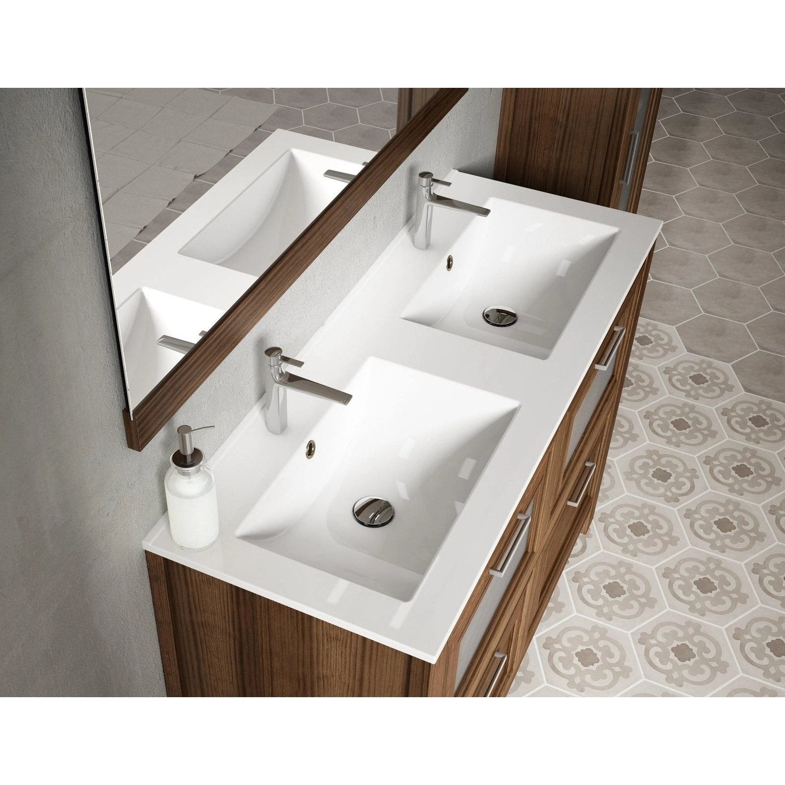 Lucena Bath 64 Décor Cristal Double Floating Vanity in White / Black / Grey - Backyard Provider