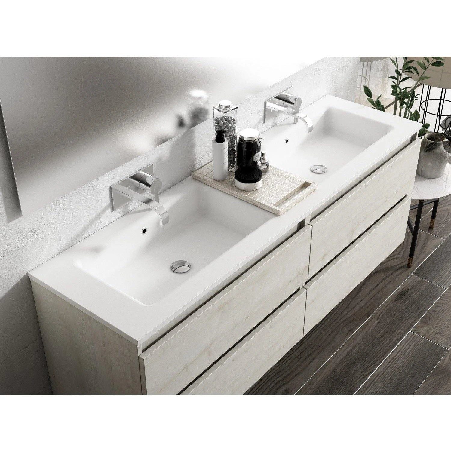 Lucena Bath 64 Décor Tirador Double Floating Vanities in White / Black / Grey / Silver - Backyard Provider