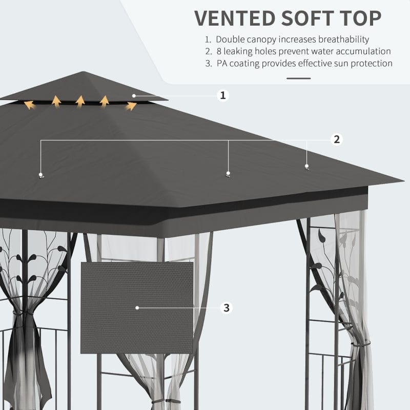 Outsunny 10' x 10' Outdoor Patio Gazebo Canopy - 84C-100GY