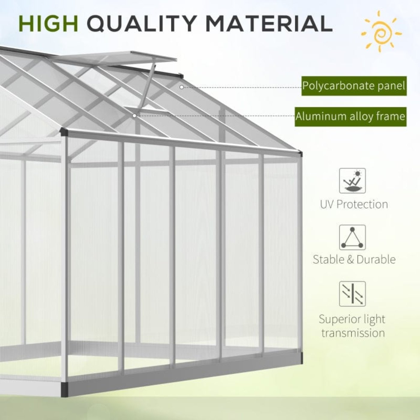 Outsunny 10' L x 6' W Walk-In Polycarbonate Greenhouse - 845-243V02