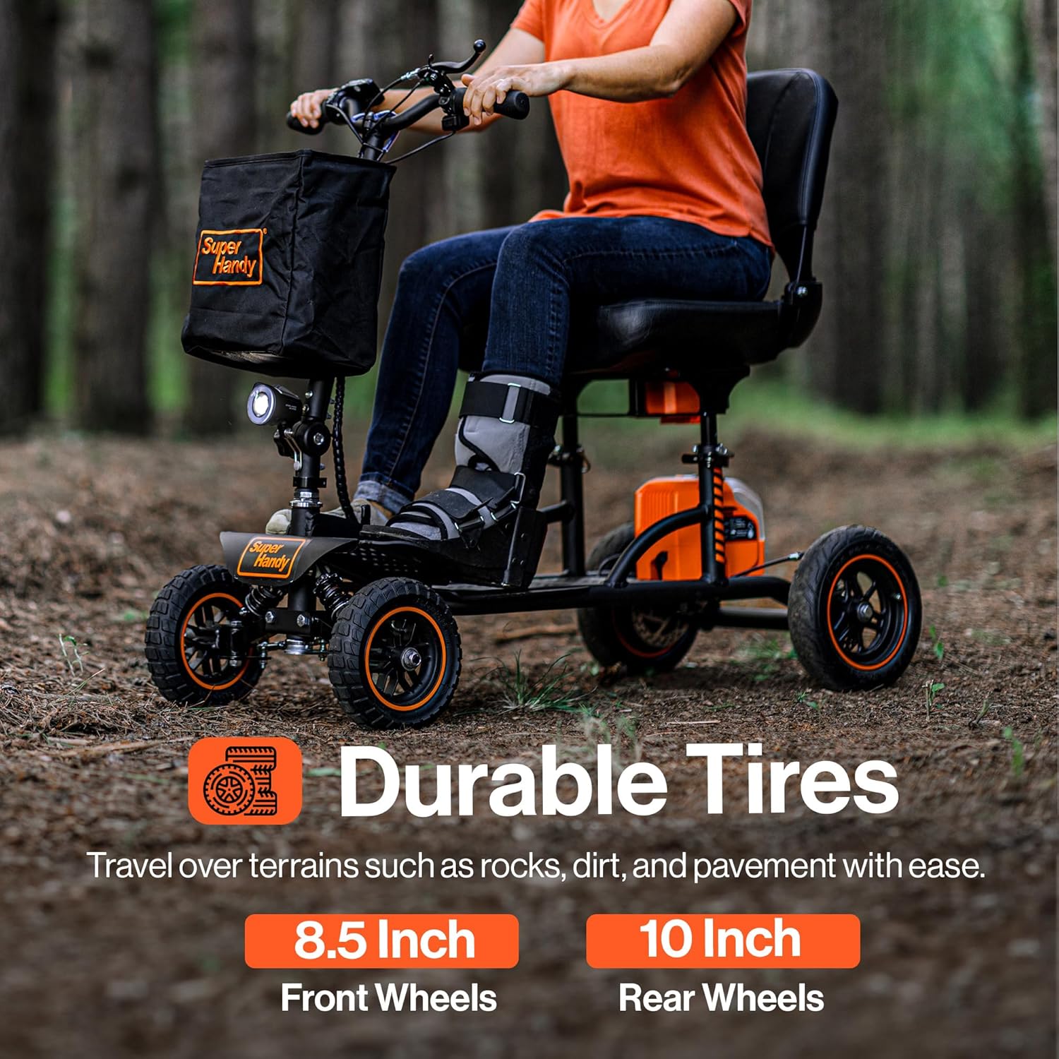 Super Handy GUT161 Electric Mobility Scooter Pro All Terrain 48V 2Ah 500W 6.25 MPH Max Speed 12.5 Mile Range New