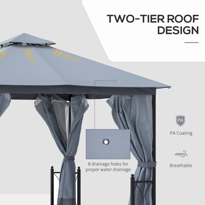 Outsunny 13' x 11' Patio Gazebo Canopy Garden Tent Sun Shade - 84C-331LG