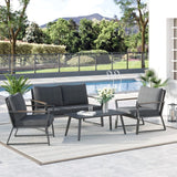 Outsunny 4 Piece Aluminum Garden Sofa Set - 84B-635LG