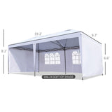 Outsunny 10' x 20' Outdoor Wedding Party Patio w/ 4 Removable Side Walls Canopy - 84C-117WT