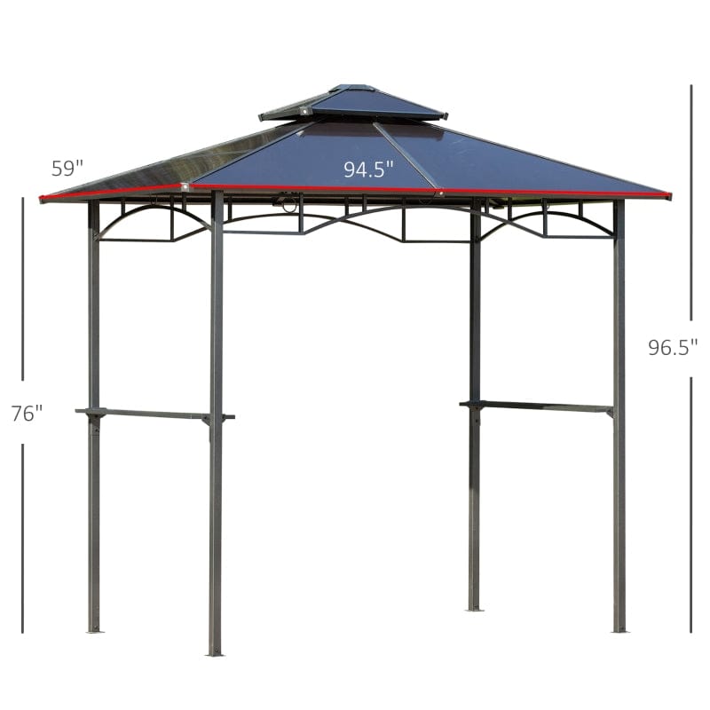 Outsunny 8' x 5' Barbecue Grill Gazebo Tent, Outdoor BBQ Canopy with Side Shelves - 84C-219