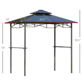 Outsunny 8' x 5' Barbecue Grill Gazebo Tent, Outdoor BBQ Canopy with Side Shelves - 84C-219