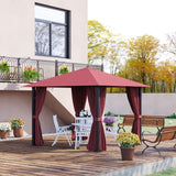 Outsunny 10' x 10' Patio Gazebo Aluminum Frame Outdoor Canopy - 84C-322WR