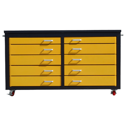 6ft Storage Cabinet with Workbench (10 Drawers)