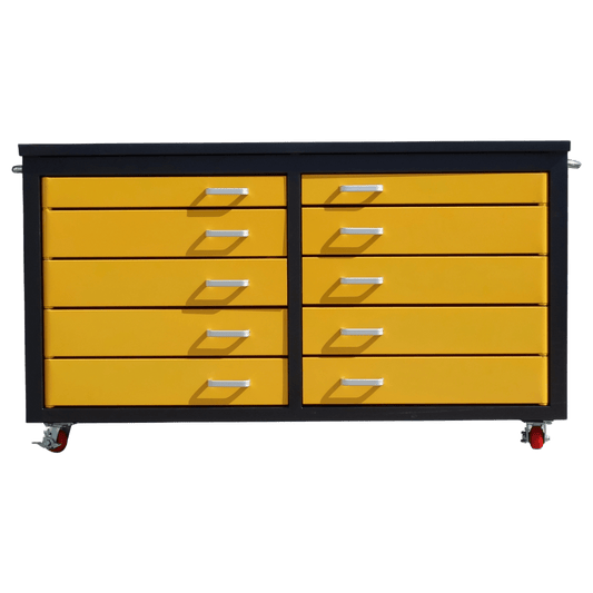 6ft Storage Cabinet with Workbench (10 Drawers)