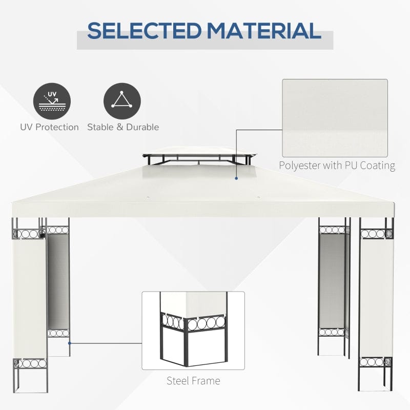 Outsunny 13' x 10' Patio Gazebo Outdoor Canopy Shelter w/ Double Vented Roof - 84C-290CW